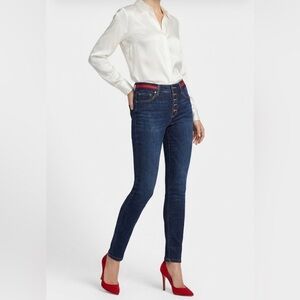 CAbi Navy Skinny Jeans with Red and Black Trim